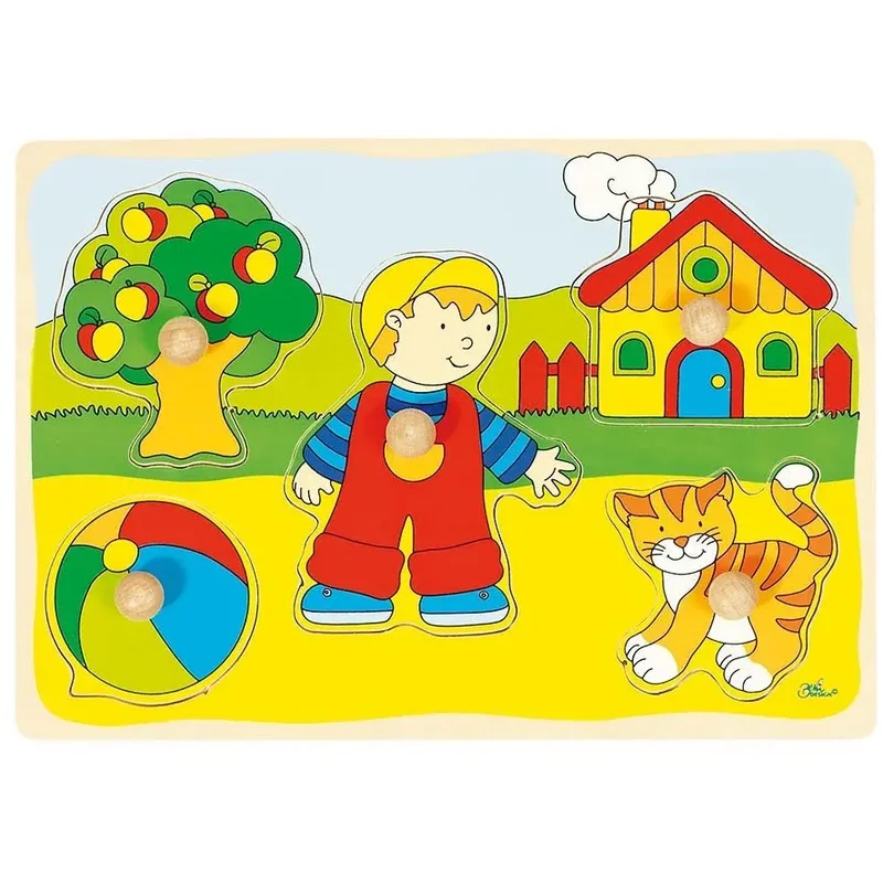 Puzzle din lemn Baietel si Pisicuta [1]
