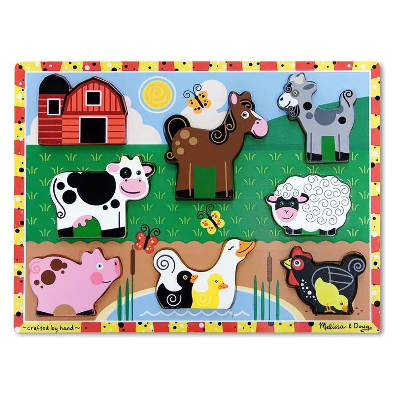 Puzzle lemn in relief Animale de ferma Melissa and Doug [1]