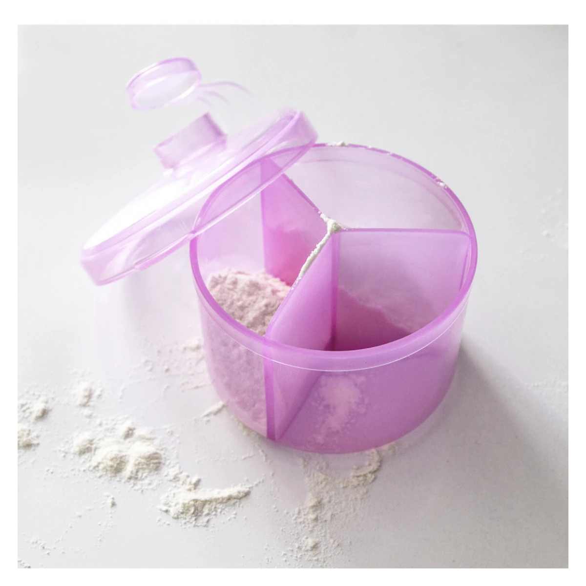 Recipient pentru lapte praf cu 3 compartimente Roz BabyJem [3]