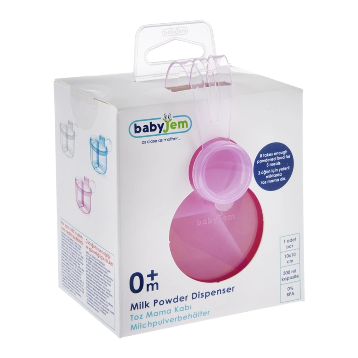 Recipient pentru lapte praf cu 3 compartimente Roz BabyJem [4]