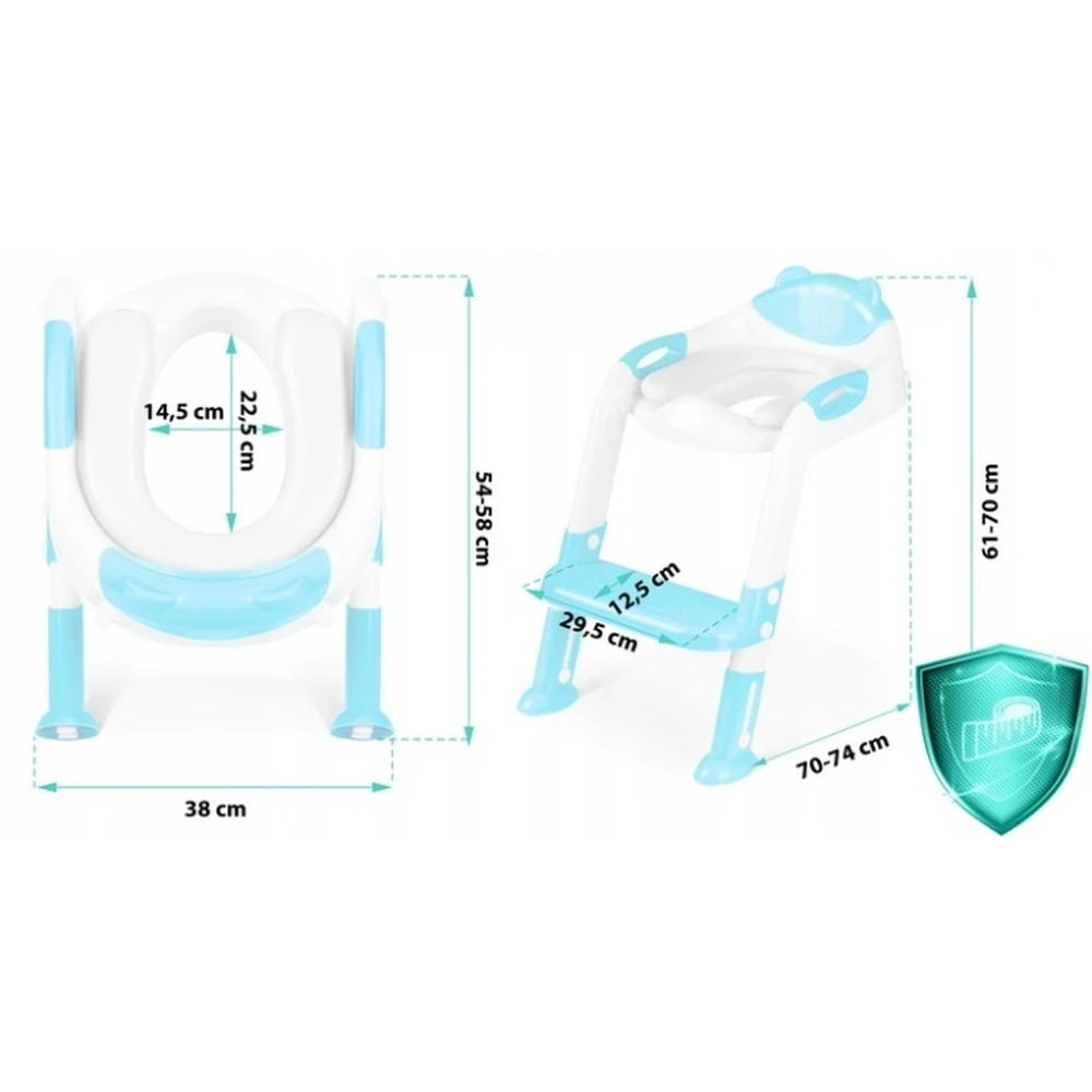 Reductor toaleta cu scara pentru copii, Ricokids, Albastru deschis [7]