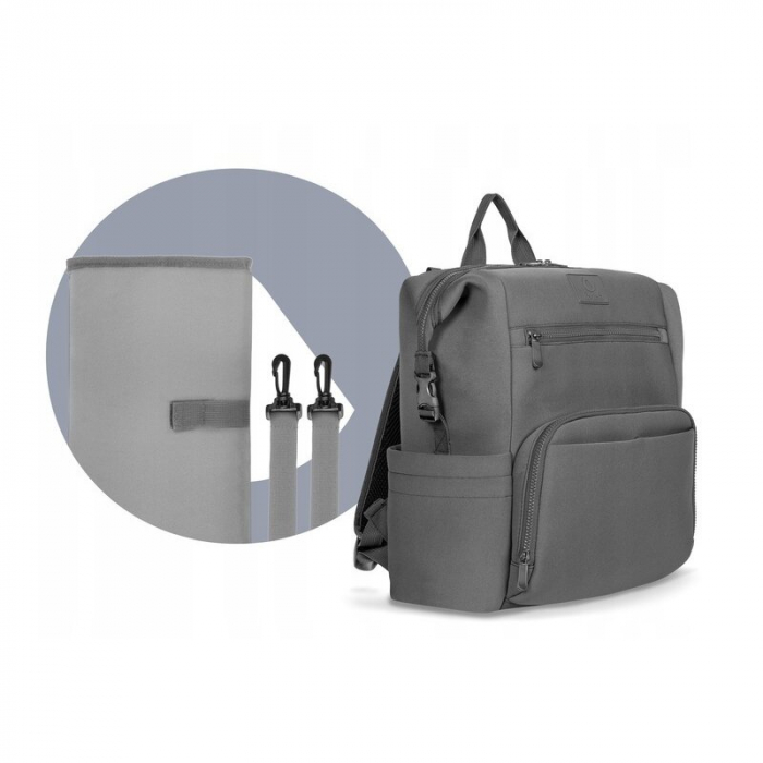 Lionelo - Rucsac impermeabil pentru mamici Cube, Cu 12 compartimente si salteluta de schimbat, Cu prindere universala de carucior, 36 x 36 x 23 cm, Gri [11]