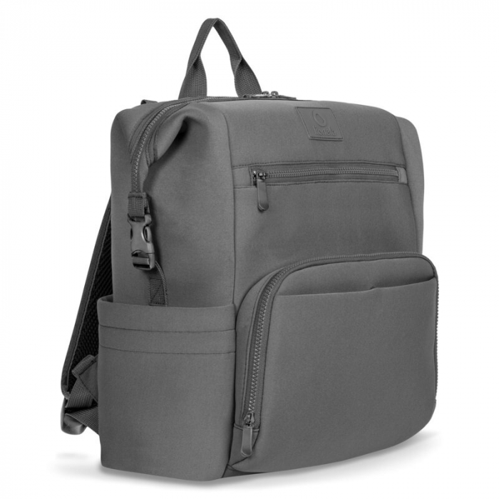 Lionelo - Rucsac impermeabil pentru mamici Cube, Cu 12 compartimente si salteluta de schimbat, Cu prindere universala de carucior, 36 x 36 x 23 cm, Gri [8]