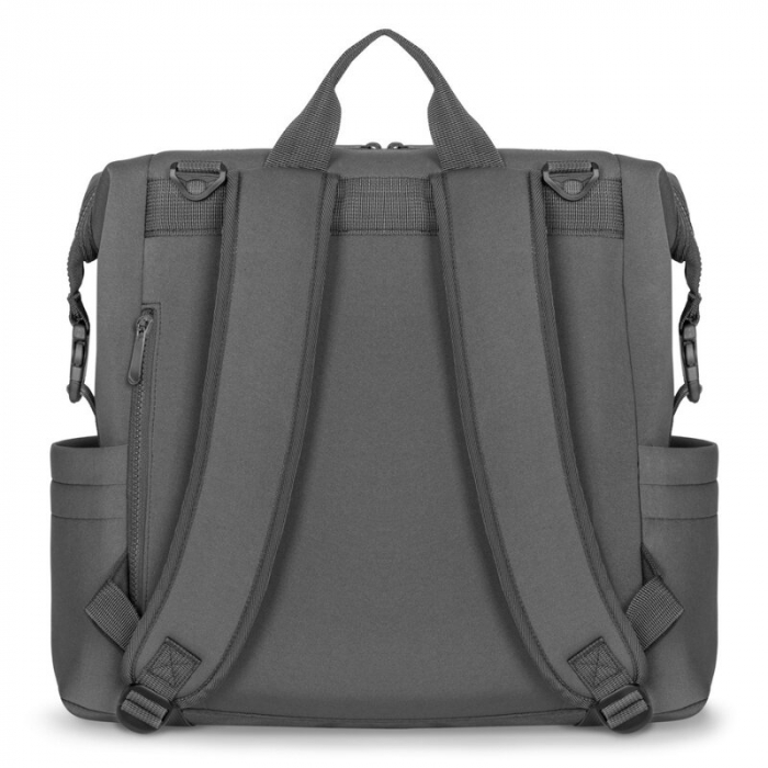 Lionelo - Rucsac impermeabil pentru mamici Cube, Cu 12 compartimente si salteluta de schimbat, Cu prindere universala de carucior, 36 x 36 x 23 cm, Gri [7]