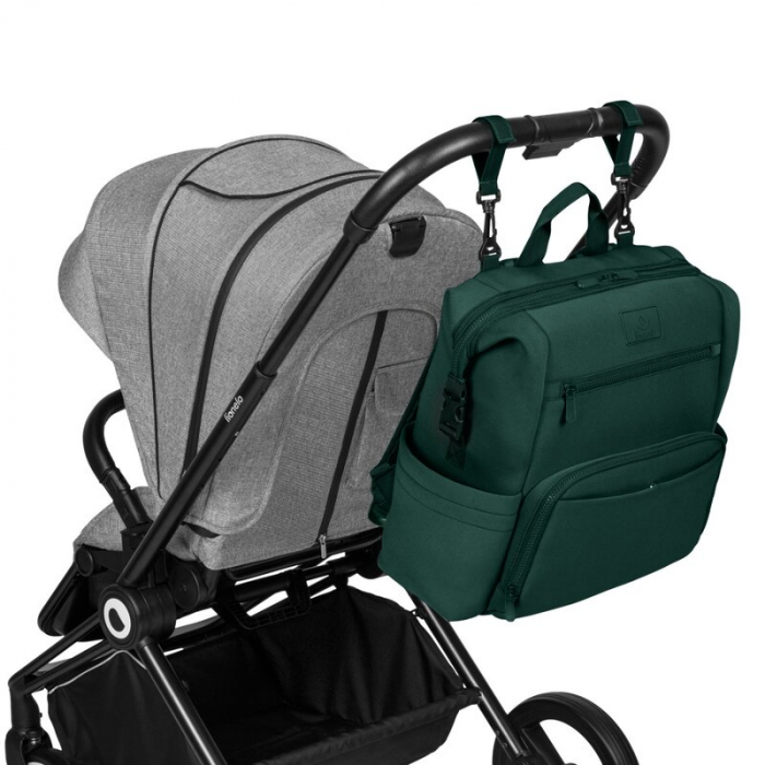 Lionelo - Rucsac impermeabil pentru mamici Cube, Cu 12 compartimente si salteluta de schimbat, Cu prindere universala de carucior, 36 x 36 x 23 cm, Verde [10]