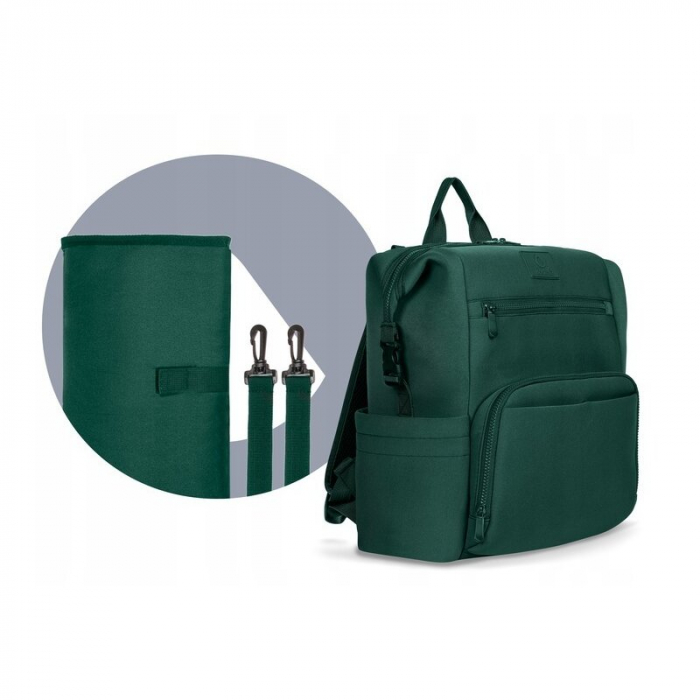 Lionelo - Rucsac impermeabil pentru mamici Cube, Cu 12 compartimente si salteluta de schimbat, Cu prindere universala de carucior, 36 x 36 x 23 cm, Verde [9]
