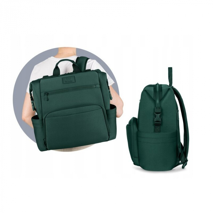Lionelo - Rucsac impermeabil pentru mamici Cube, Cu 12 compartimente si salteluta de schimbat, Cu prindere universala de carucior, 36 x 36 x 23 cm, Verde [13]