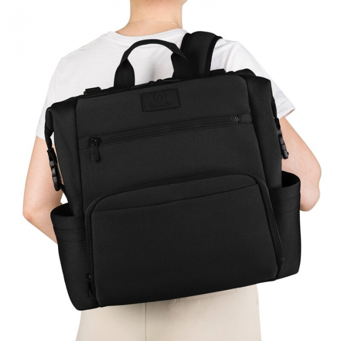Rucsac impermeabil pentru mamici, Lionelo, Cube, Cu 12 compartimente si salteluta de schimbat, Negru [11]