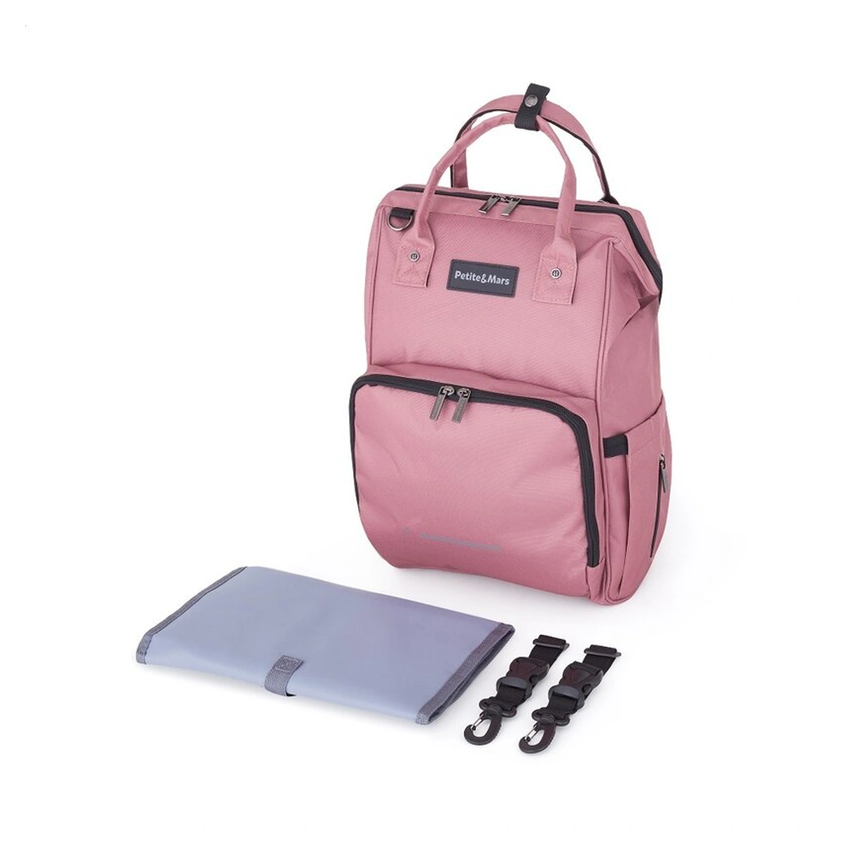 Rucsac pentru mamici, Petite&Mars, Jack, 30 x 42 x 15 cm, Dusty Rose [2]