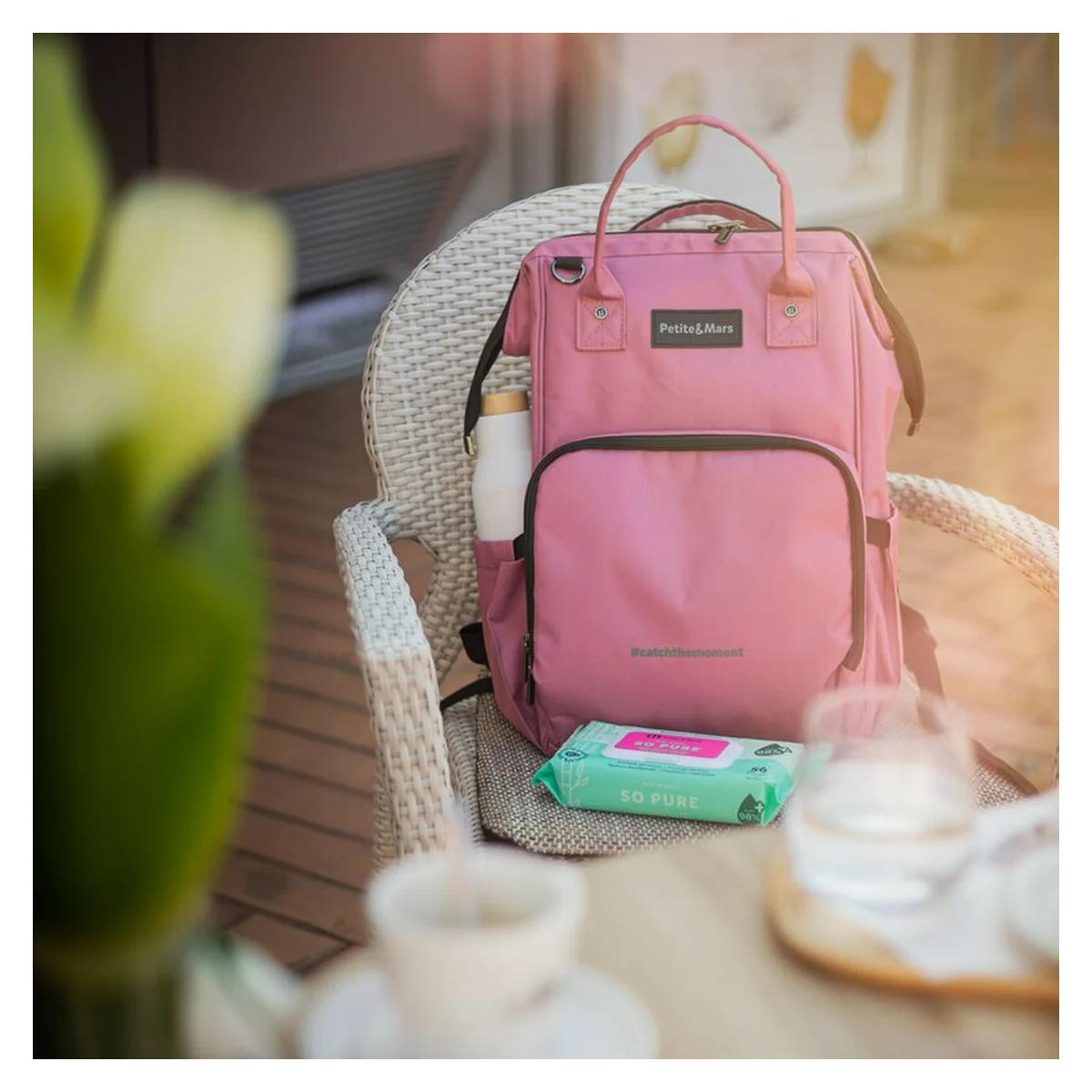 Rucsac pentru mamici, Petite&Mars, Jack, 30 x 42 x 15 cm, Dusty Rose [6]