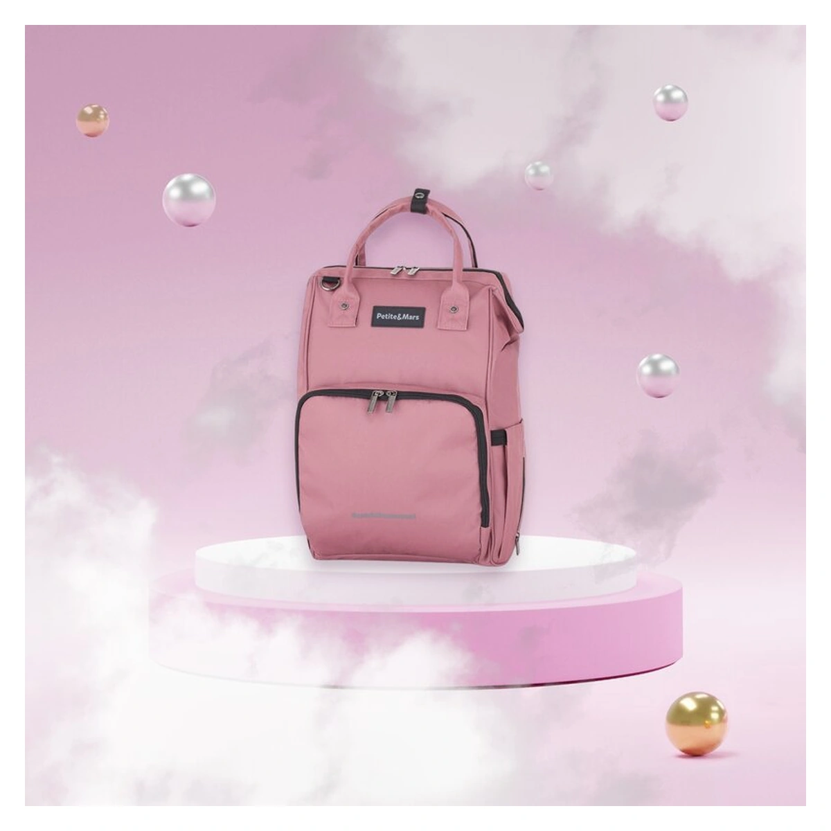 Rucsac pentru mamici, Petite&Mars, Jack, 30 x 42 x 15 cm, Dusty Rose [3]