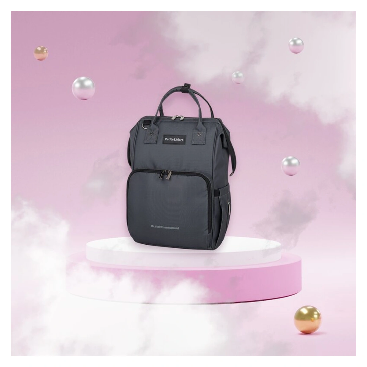 Rucsac pentru mamici, Petite&Mars, Jack, 30 x 42 x 15 cm, Ultimate Grey [3]