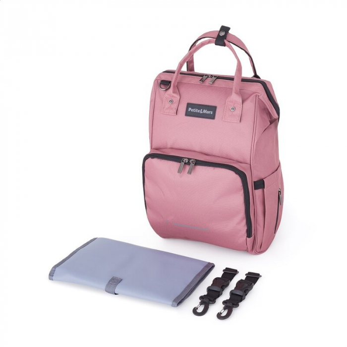 Rucsac pentru mamici, Petite&Mars, Jack, 30 x 42 x 15 cm, Dusty Rose [8]