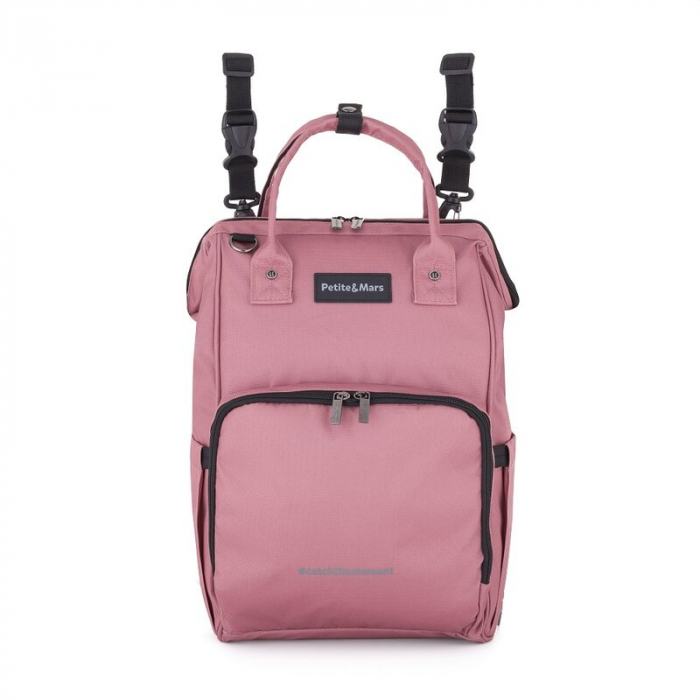 Rucsac pentru mamici, Petite&Mars, Jack, 30 x 42 x 15 cm, Dusty Rose [6]