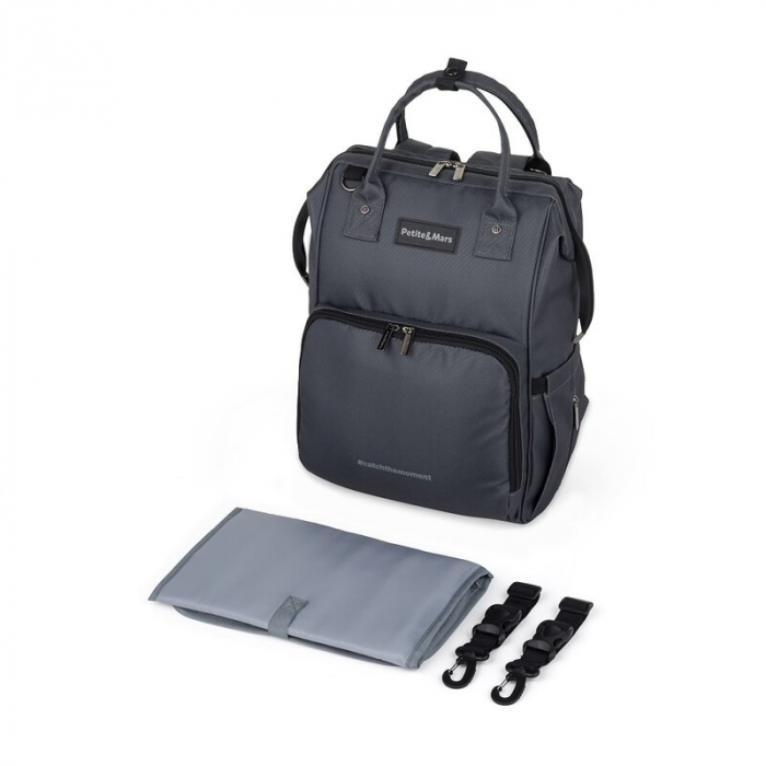 Rucsac pentru mamici, Petite&Mars, Jack, 30 x 42 x 15 cm, Ultimate Grey [5]