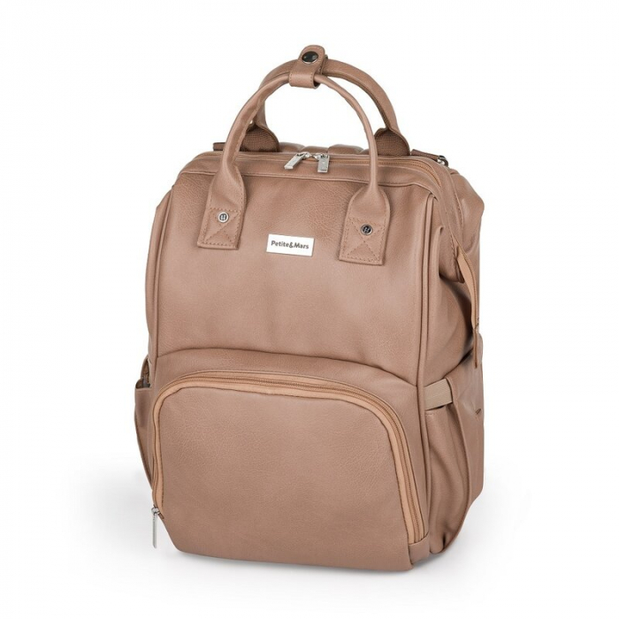 Rucsac pentru mamici, Petite&Mars, Jasper, 27 x 41 x 14 cm, Camel Beige [1]