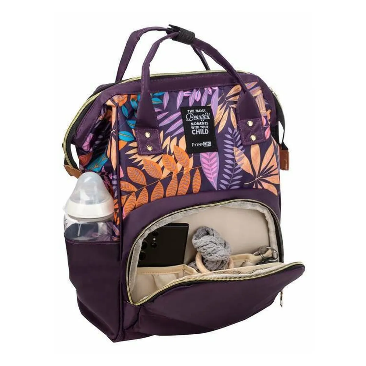 Rucsac pentru mamici, Simply, Cu multiple compartimente, FreeON, 25 x 16 x 40 cm, Black [5]