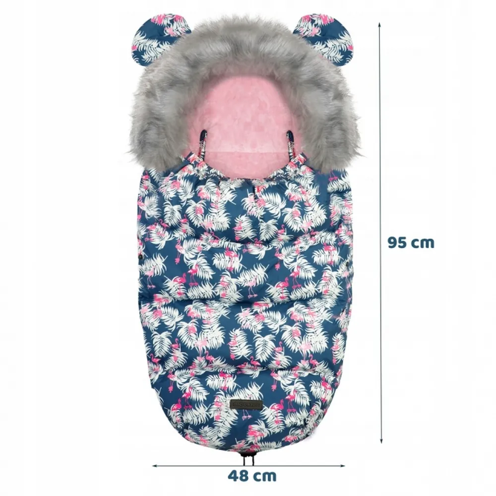 Sac de iarna 95 x 48 cm Ricokids Elmi - Bleumarin cu flamingo [7]