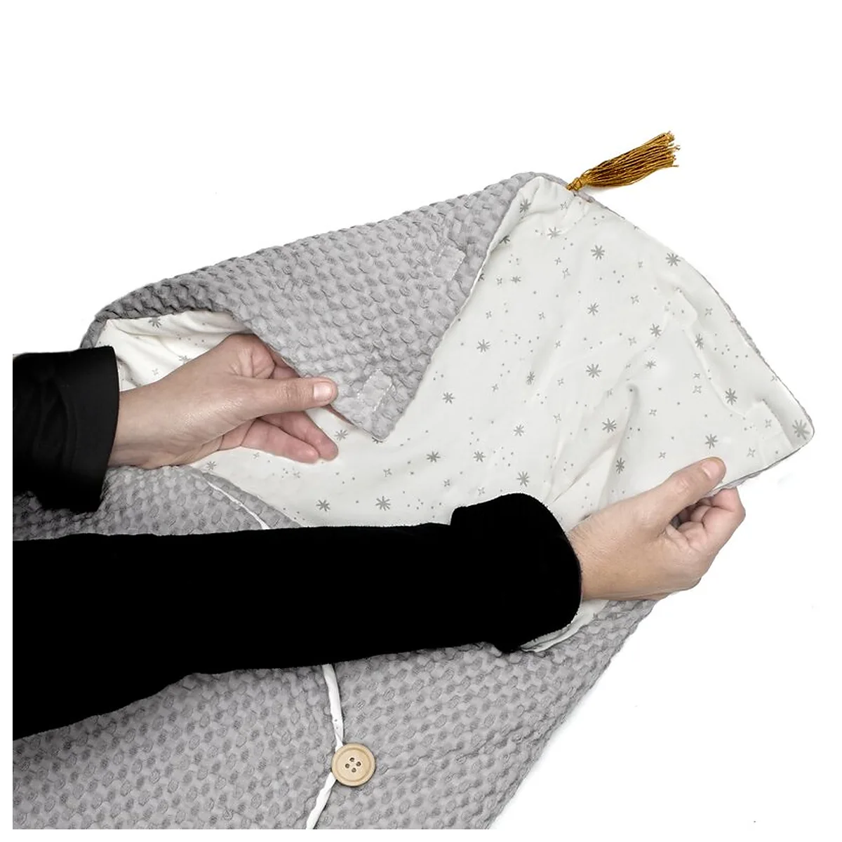 Sac de iarna cu gluga, Jane, Mims Plus, Pentru carucior si scoica auto, 88 x 43 cm, Inchidere cu nasturi si fermoar, [4]