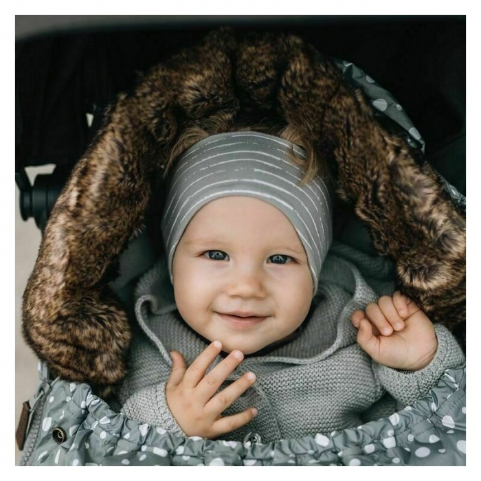 Sac de iarna Polar, FreeON, Pentru carucior, 100x55 cm, Impermeabil, guler detasabil din blanita, interior din fleece, Grey Dots [2]