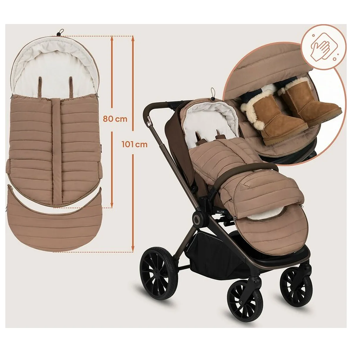 Sac de iarna, Lionelo, Oli, Pentru carucior, landou sau scaun auto, 101x45 cm, Impermeabil, Rezistent pana la -20 [12]