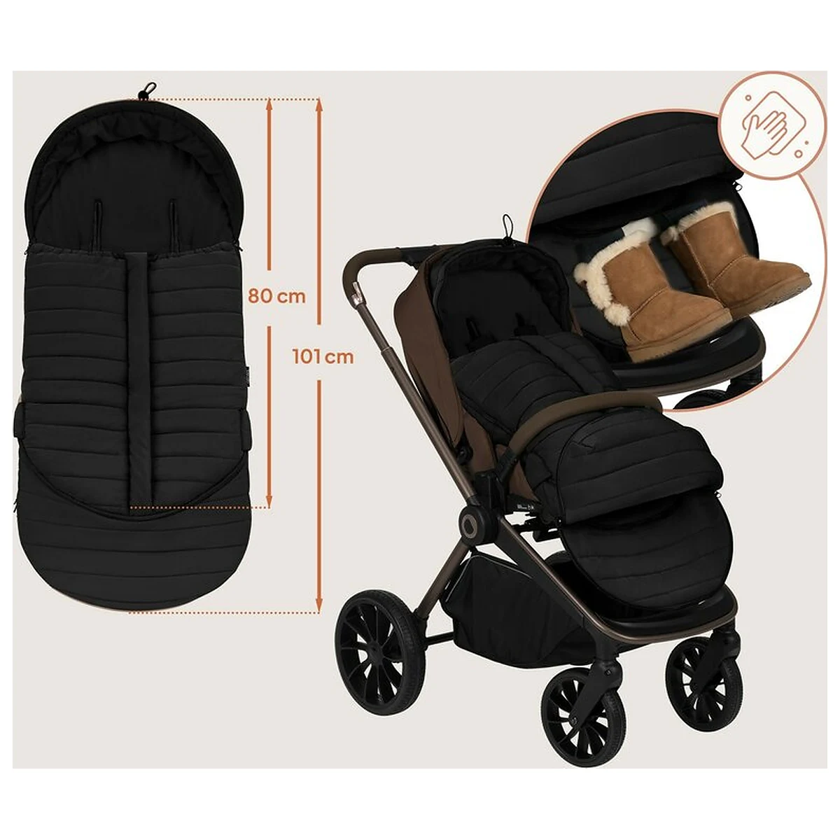 Sac de iarna, Lionelo, Oli, Pentru carucior, landou sau scaun auto, 101x45 cm, Impermeabil, Rezistent pana la -20 [12]