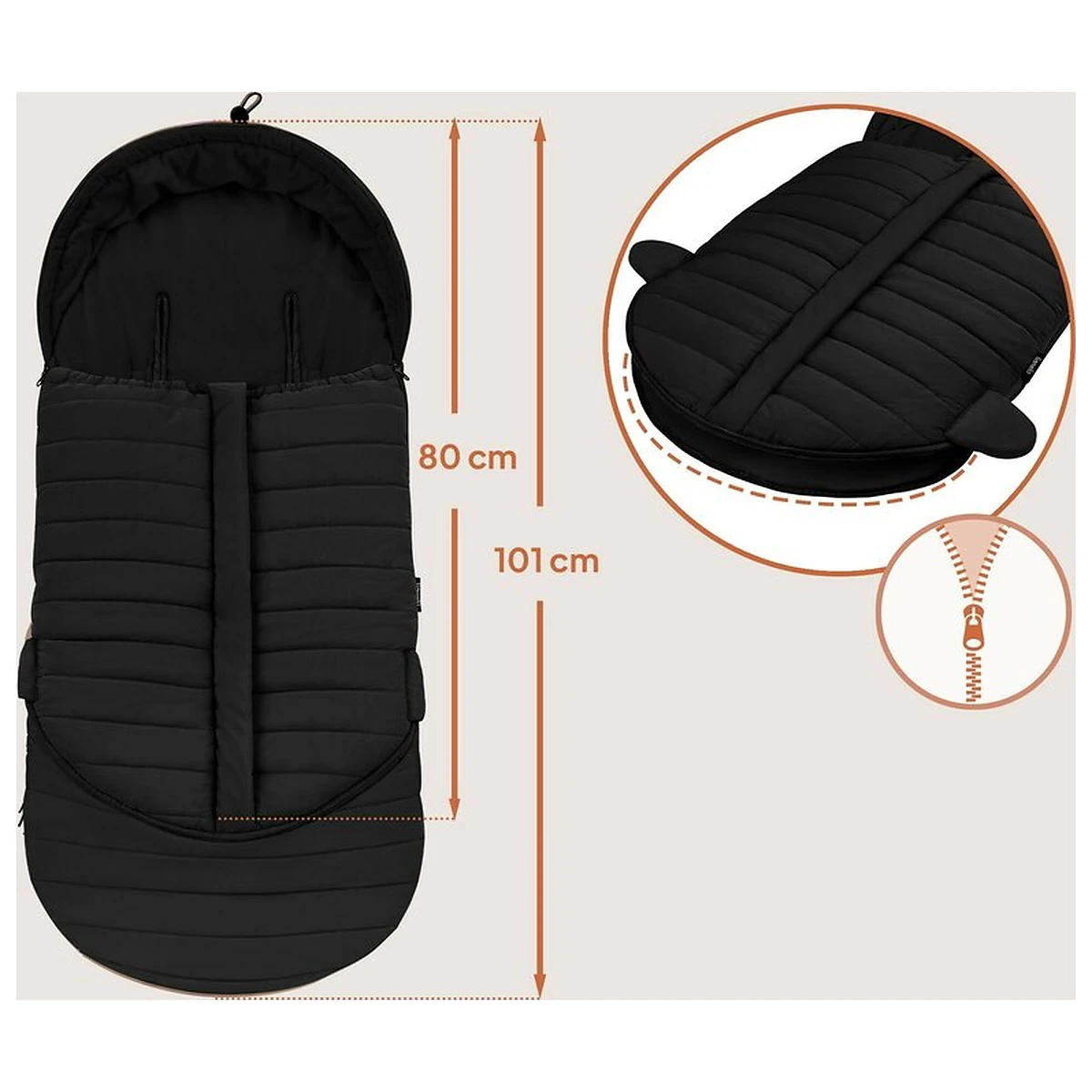 Sac de iarna, Lionelo, Oli, Pentru carucior, landou sau scaun auto, 101x45 cm, Impermeabil, Rezistent pana la -20 [10]