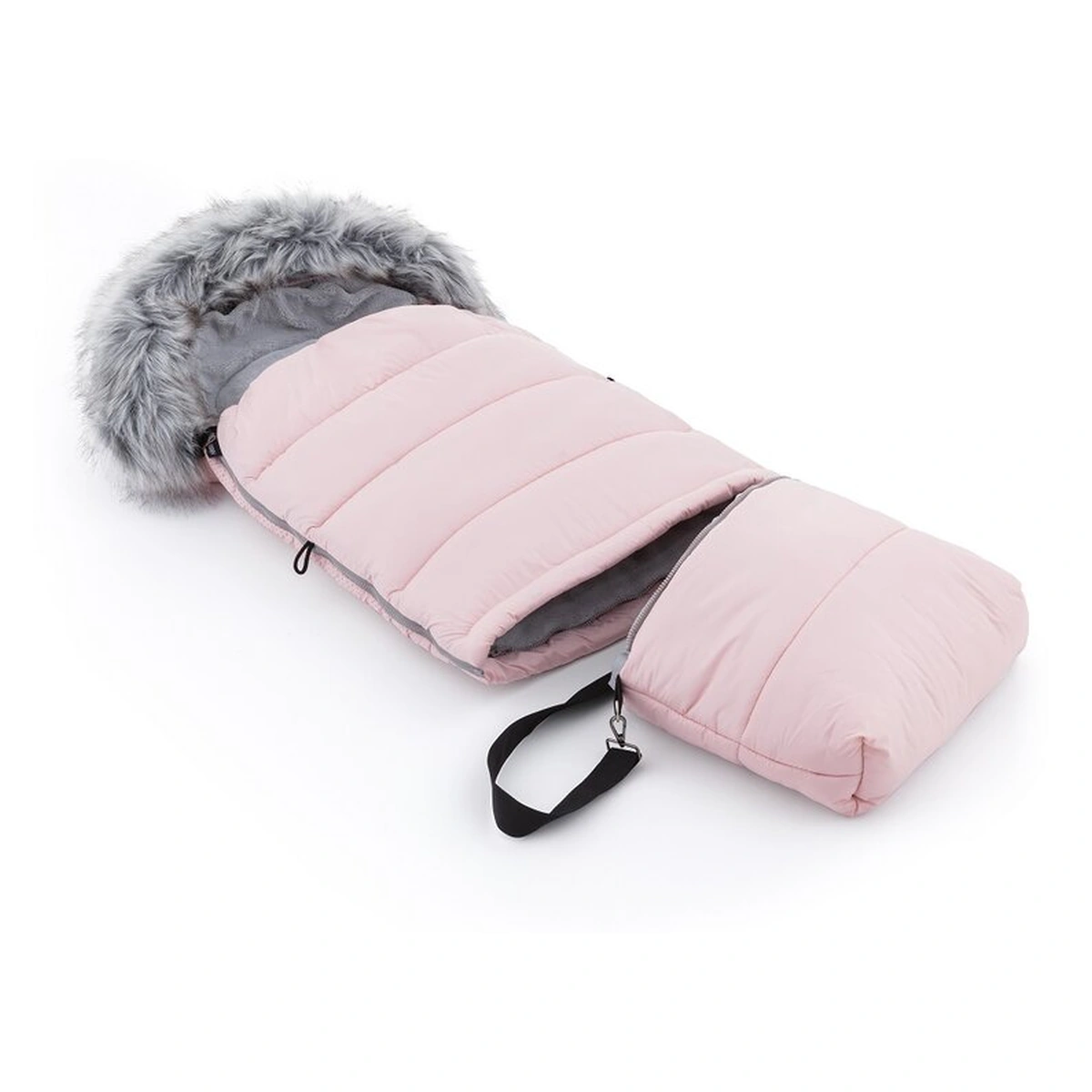 Sac de iarna, Multifunctional, Poate fi utilizat ca geanta prin desfacerea fermoarului, Atasabil la carucior, Lana, 110 cm, 0-3 ani, Roz [2]