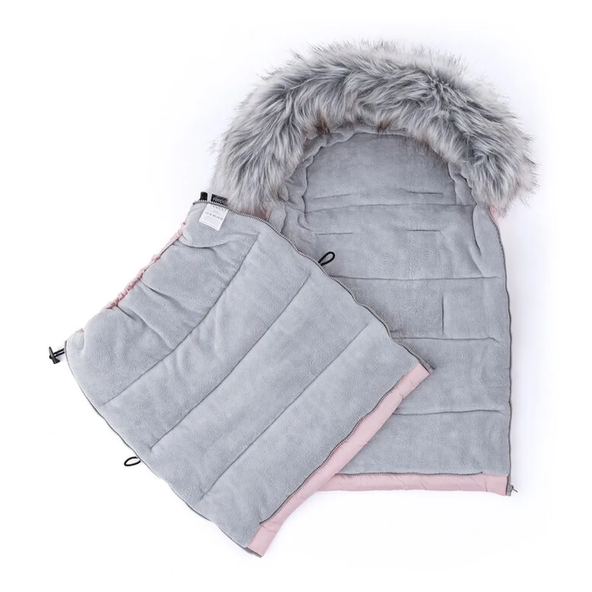 Sac de iarna, Multifunctional, Poate fi utilizat ca geanta prin desfacerea fermoarului, Atasabil la carucior, Lana, 110 cm, 0-3 ani, Roz [5]