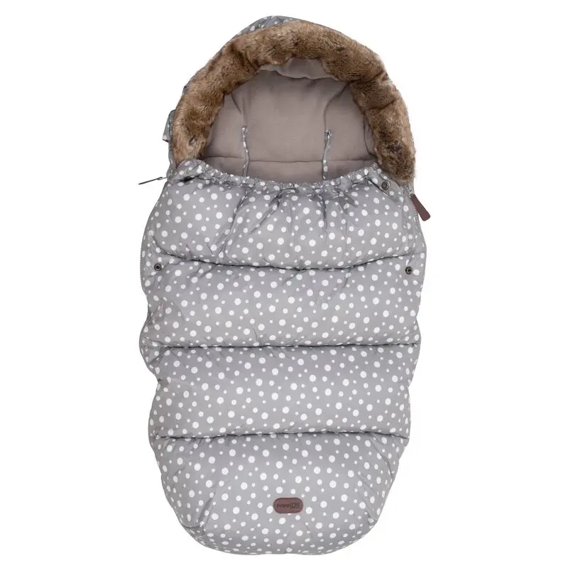 Sac de iarna Polar, FreeON, Pentru carucior, 100x55 cm, Impermeabil, guler detasabil din blanita, interior din fleece, Grey Dots [1]