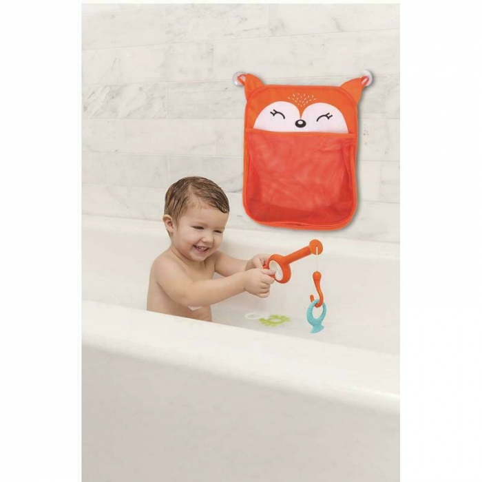 Saculet pentru jucariile de baie, Fox, Cu sistem de prindere cu ventuze, Dimensiune 32x38 cm, FreeON [2]