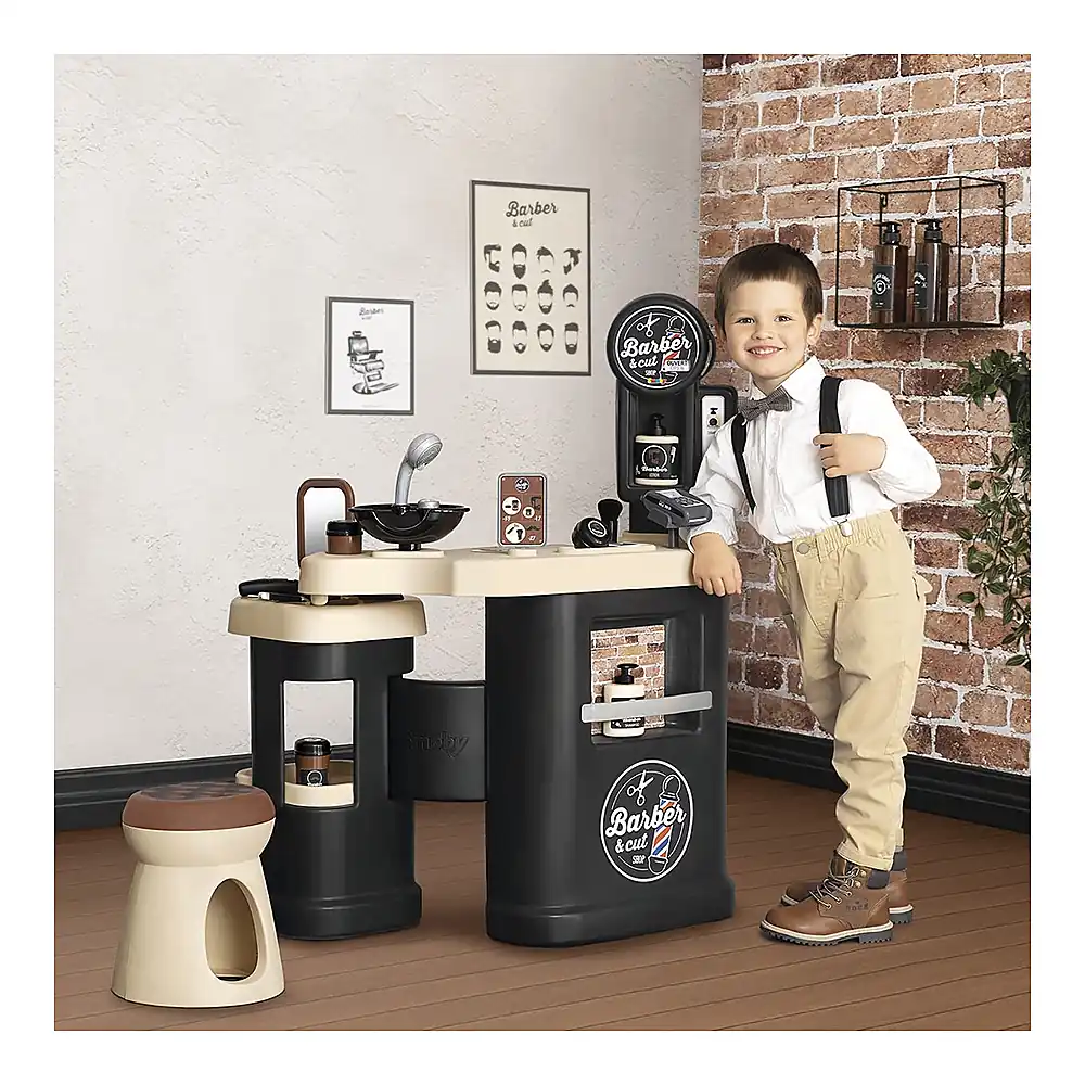 Salon coafura pentru copii Smoby Barber Shop, Barber and Cut negru [5]