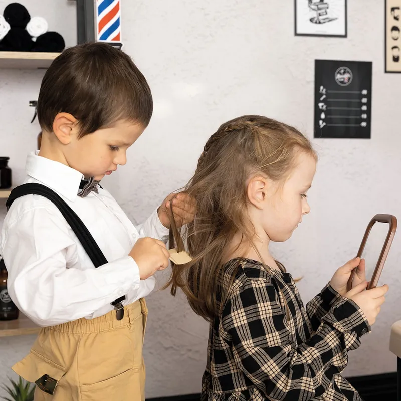 Salon coafura pentru copii Smoby Barber Shop, Barber and Cut negru [10]