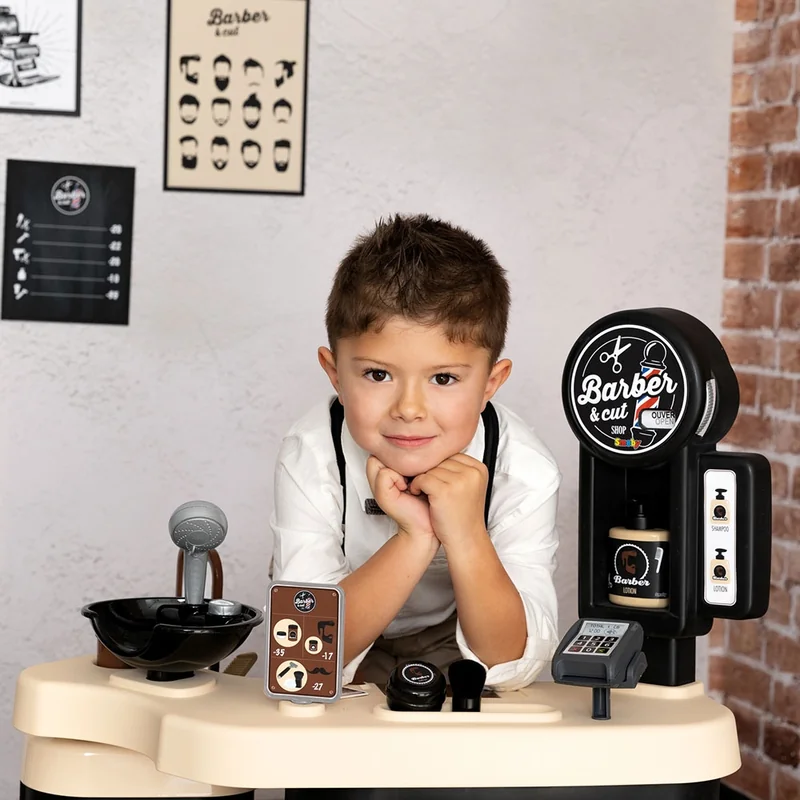 Salon coafura pentru copii Smoby Barber Shop, Barber and Cut negru [16]