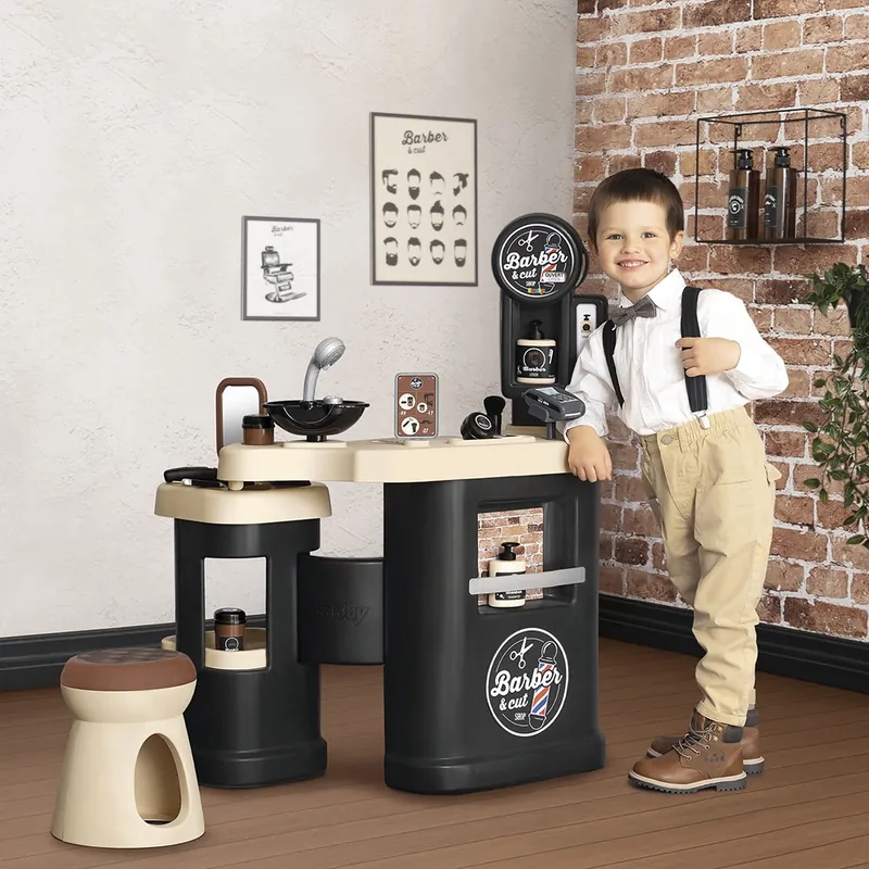 Salon coafura pentru copii Smoby Barber Shop, Barber and Cut negru [14]