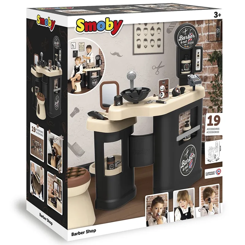 Salon coafura pentru copii Smoby Barber Shop, Barber and Cut negru [5]