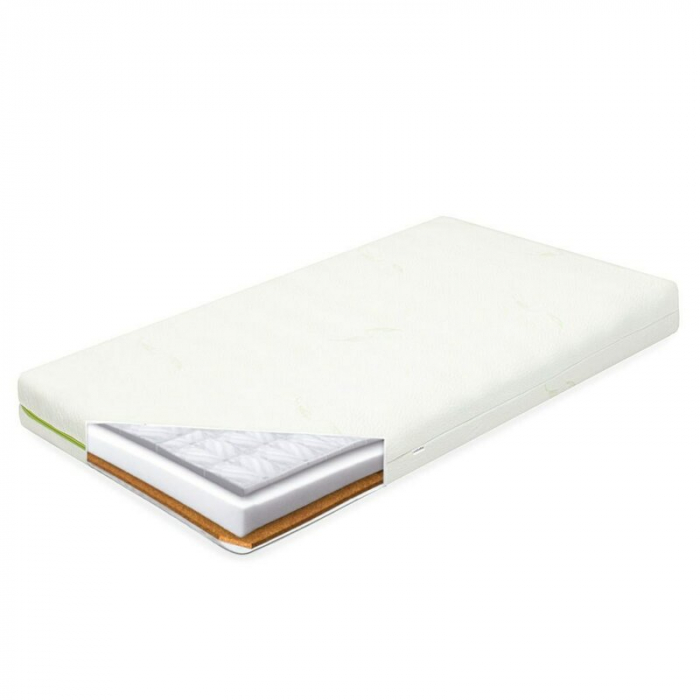 Saltea pentru patut, New Baby, Classy, 120x60x11 cm, Cu Aloe Vera, Compozitie Hrisca-Spuma-Cocos, Hipoalergenica si antibacteriana, Cu husa detasabila, Alb [1]