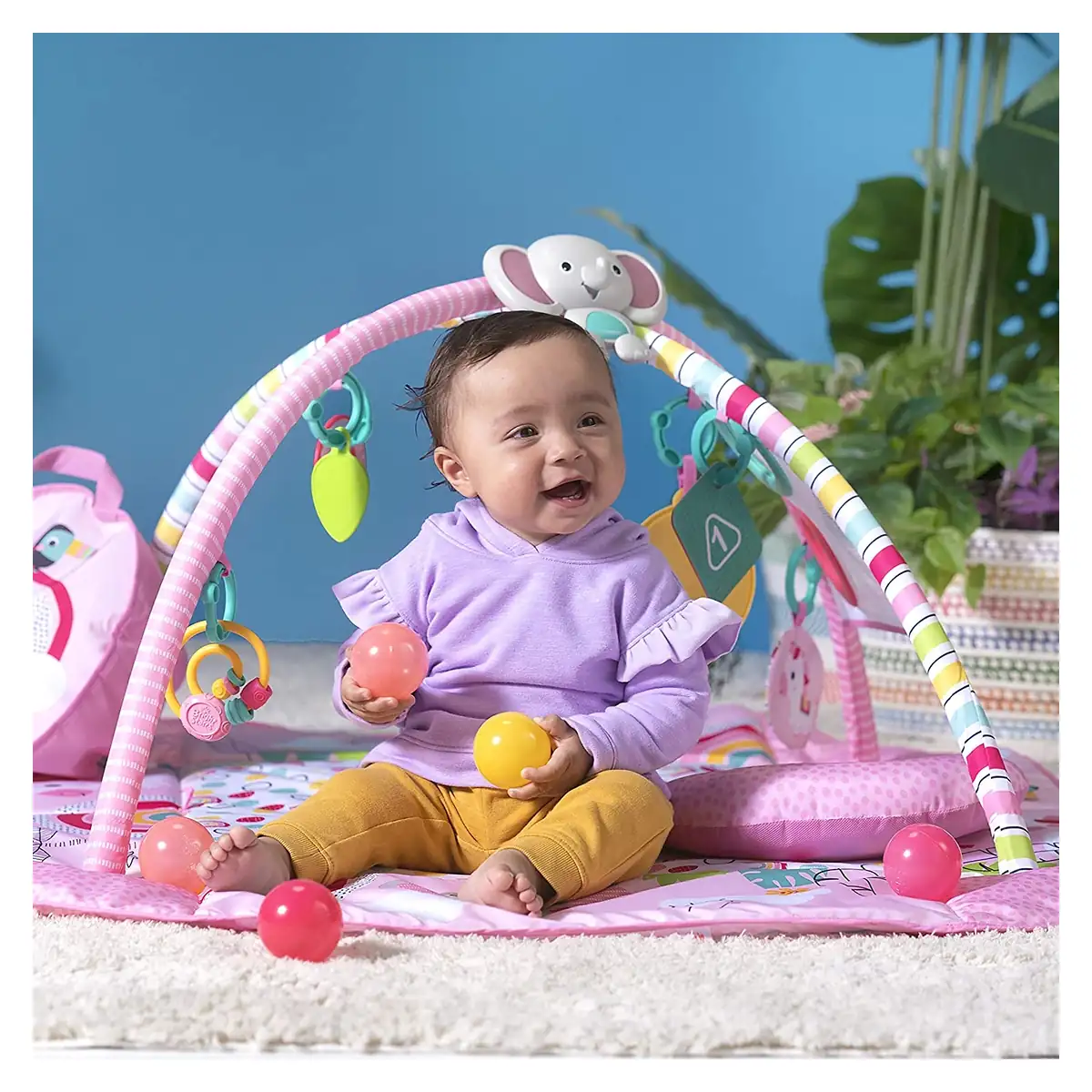 Salteluta de activitati 5 in 1 Gym & Ball Pit Rainbow Tropics [12]