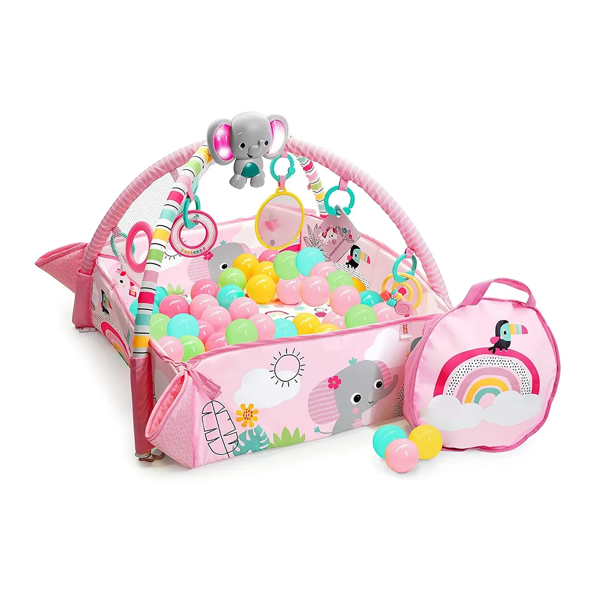 Salteluta de activitati 5 in 1 Gym & Ball Pit Rainbow Tropics [8]