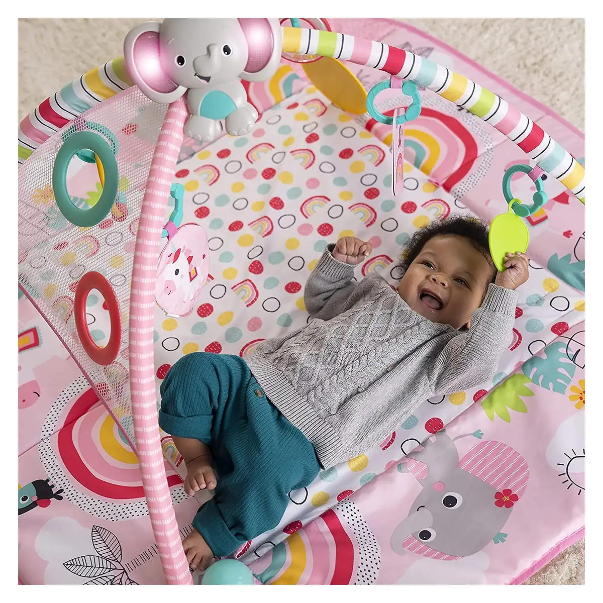 Salteluta de activitati 5 in 1 Gym & Ball Pit Rainbow Tropics [13]