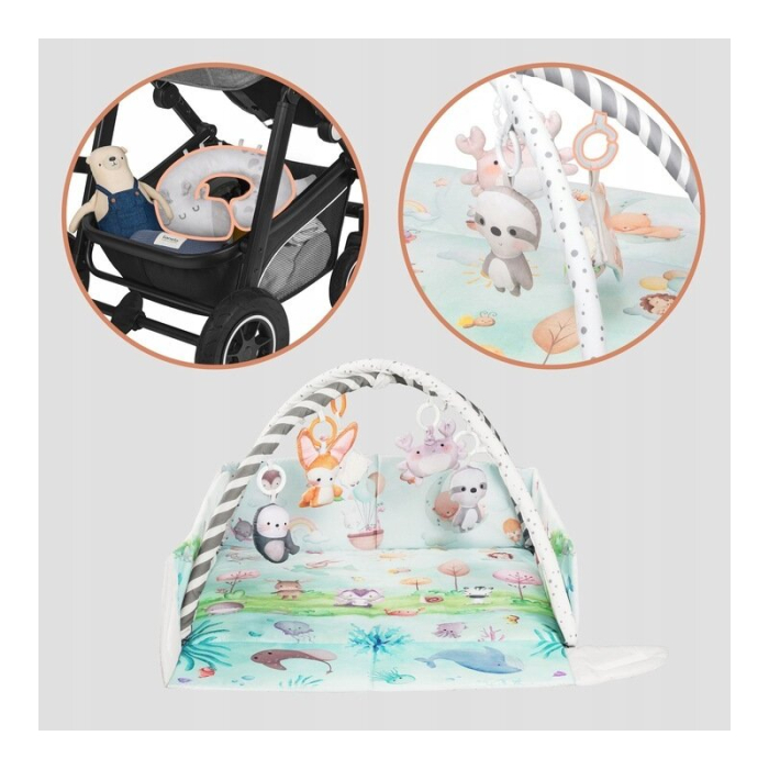 Salteluta interactiva, Lionelo, Anika, 8 jucarii senzoriale, detasabile, fosnaitoare, logopedice, Lavabila la masina, [16]