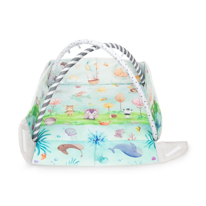 Salteluta interactiva, Lionelo, Anika, 8 jucarii senzoriale, detasabile, fosnaitoare, logopedice, Lavabila la masina, [5]