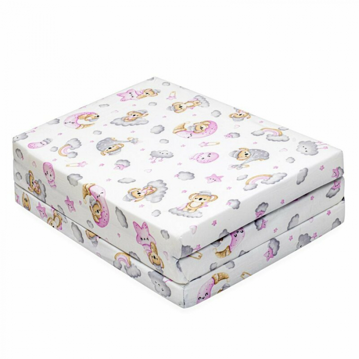 Salteluta pliabila, New Baby, pentru patut, din spuma, 120x60x5 cm, Koala Pink [2]