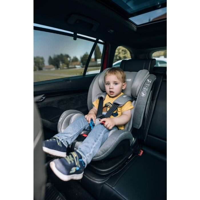 Scaun auto, FreeON, Trex, Pentru copii, I-Size, 76 - 150 cm, Tehnologie Isofix + Top Tether, Spatar si tetiera reglabile, Conform ECE R129, Grey [5]