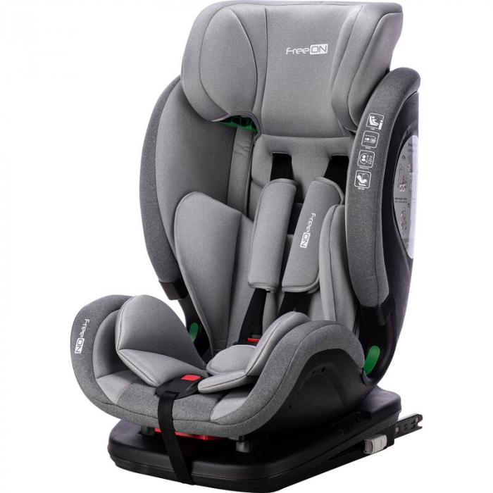 Scaun auto, FreeON, Trex, Pentru copii, I-Size, 76 - 150 cm, Tehnologie Isofix + Top Tether, Spatar si tetiera reglabile, Conform ECE R129, Grey [2]