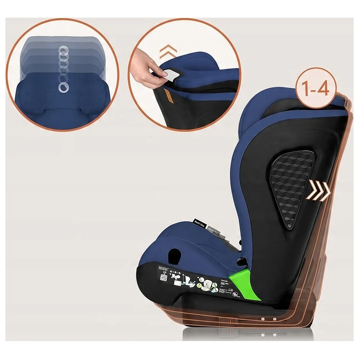 Scaun auto i-Size, Lionelo, Neal, 15-36 Kg, 100-150 cm, Isofix, Albastru [16]