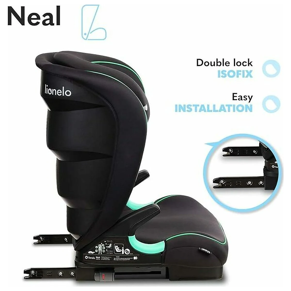 Scaun auto i-Size, Lionelo, Neal, 15-36 Kg, 100-150 cm, Isofix, Negru 12 ani [26]