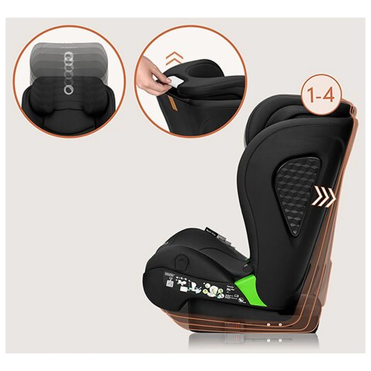 Scaun auto i-Size, Lionelo, Neal, 15-36 Kg, 100-150 cm, Isofix, Negru [20]