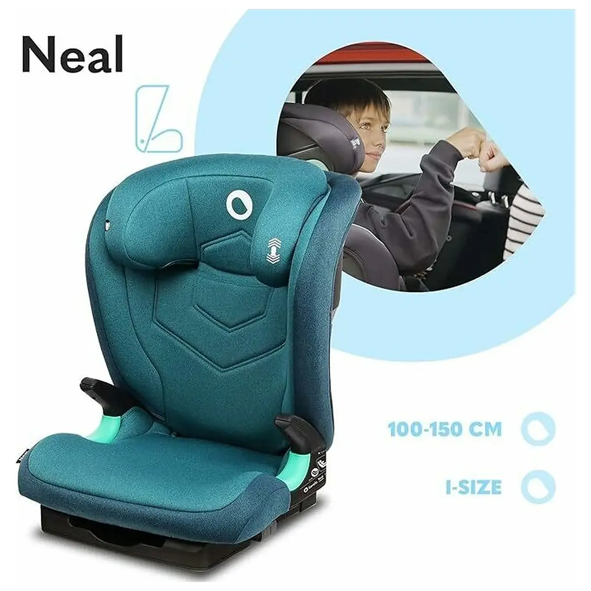Scaun auto i-Size, Lionelo, Neal, 15-36 Kg, 100-150 cm, Isofix, Verde 12 ani [19]