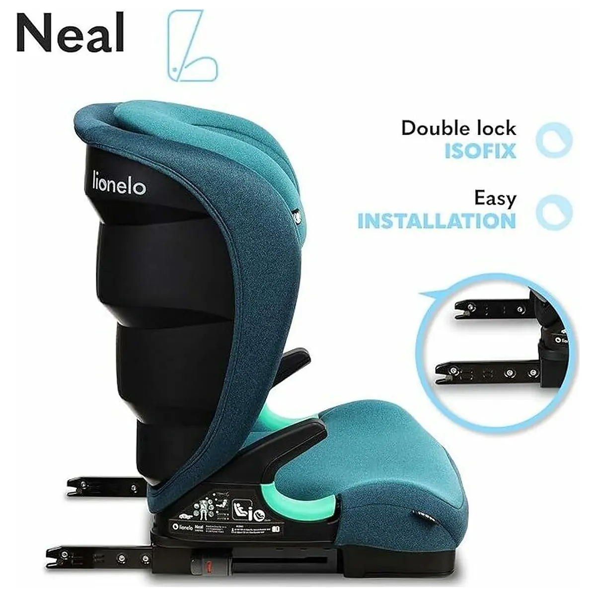 Scaun auto i-Size, Lionelo, Neal, 15-36 Kg, 100-150 cm, Isofix, Verde 12 ani [20]